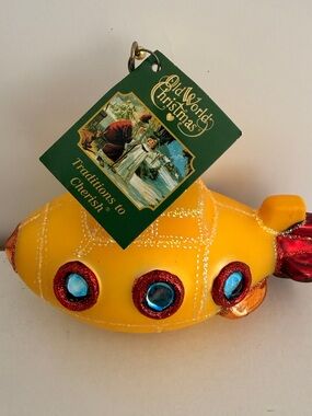 Old World Christmas Yellow Submarine Glass Ornament - Old World Christmas
